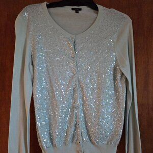 Talbots Light Blue Long Sleeve Cardigan Sparkly Size Medium